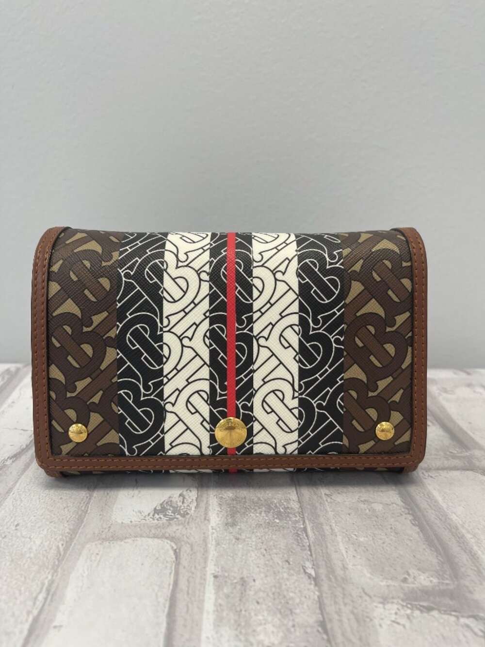 Burberry TB Monogram Coated Canvas & Leather Hackberry Shoulder Bag - Preowned - Picture 2 of 16